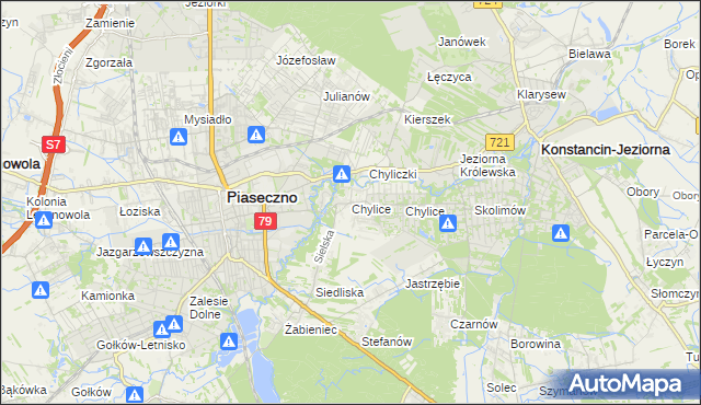 mapa Chylice gmina Piaseczno, Chylice gmina Piaseczno na mapie Targeo