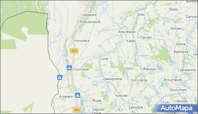 mapa Ciche gmina Czarny Dunajec, Ciche gmina Czarny Dunajec na mapie Targeo