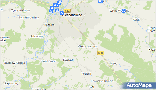 mapa Ciechanowczyk, Ciechanowczyk na mapie Targeo