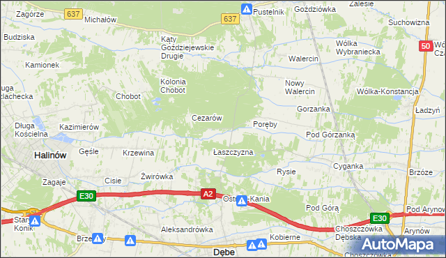 mapa Cięciwa gmina Dębe Wielkie, Cięciwa gmina Dębe Wielkie na mapie Targeo