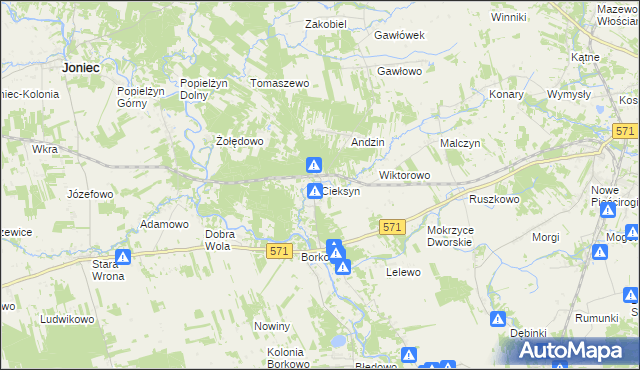 mapa Cieksyn, Cieksyn na mapie Targeo