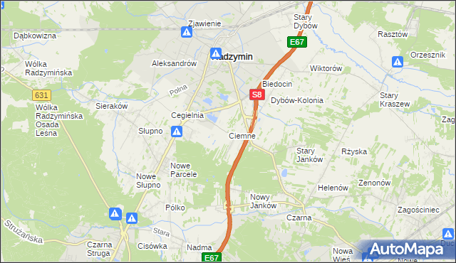 mapa Ciemne gmina Radzymin, Ciemne gmina Radzymin na mapie Targeo