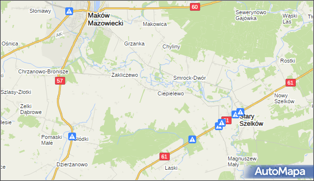 mapa Ciepielewo, Ciepielewo na mapie Targeo