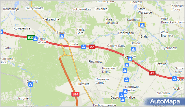 mapa Ciosny gmina Zgierz, Ciosny gmina Zgierz na mapie Targeo