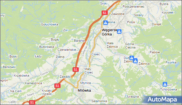 mapa Cisiec, Cisiec na mapie Targeo