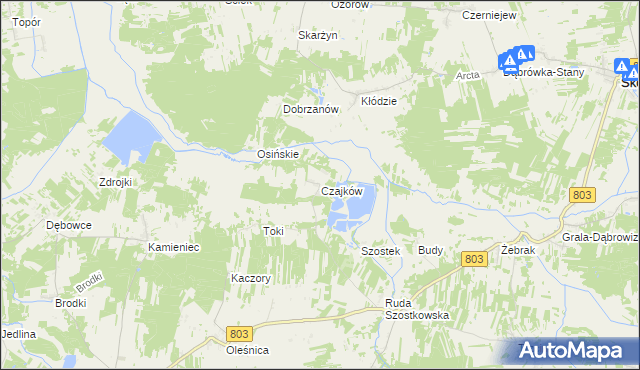 mapa Czajków gmina Wodynie, Czajków gmina Wodynie na mapie Targeo