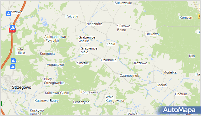mapa Czarnocin gmina Strzegowo, Czarnocin gmina Strzegowo na mapie Targeo