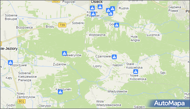 mapa Czarnowiec gmina Osieck, Czarnowiec gmina Osieck na mapie Targeo