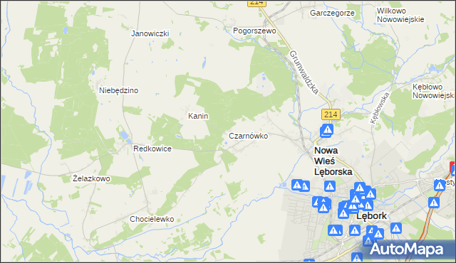 mapa Czarnówko gmina Nowa Wieś Lęborska, Czarnówko gmina Nowa Wieś Lęborska na mapie Targeo