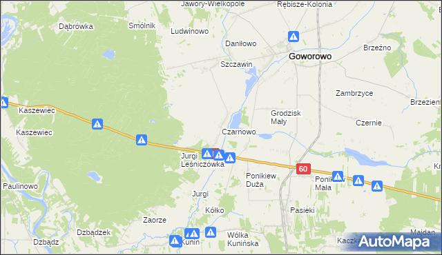 mapa Czarnowo gmina Goworowo, Czarnowo gmina Goworowo na mapie Targeo