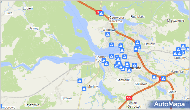 mapa Czarny Róg gmina Ostróda, Czarny Róg gmina Ostróda na mapie Targeo