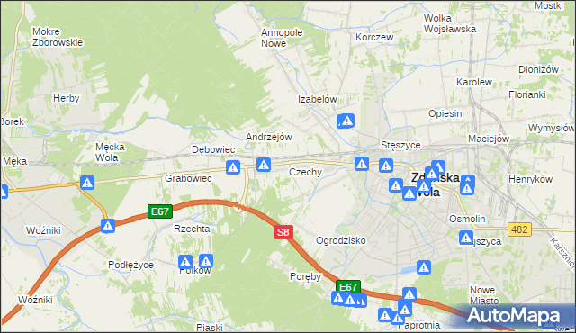 mapa Czechy gmina Zduńska Wola, Czechy gmina Zduńska Wola na mapie Targeo