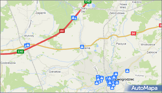 mapa Czerna gmina Nowogrodziec, Czerna gmina Nowogrodziec na mapie Targeo