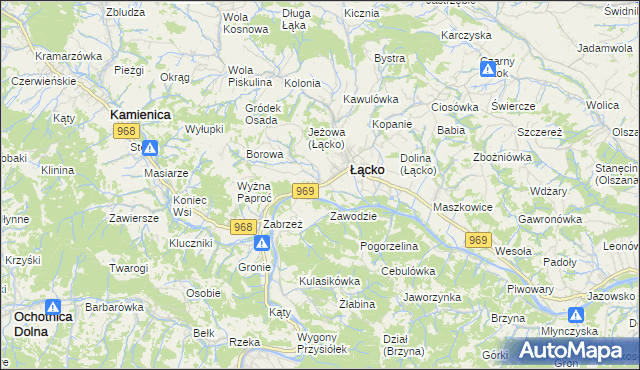 mapa Czerniec gmina Łącko, Czerniec gmina Łącko na mapie Targeo