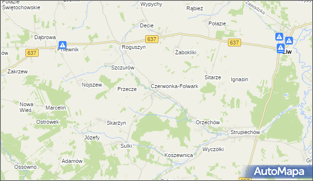 mapa Czerwonka gmina Wierzbno, Czerwonka gmina Wierzbno na mapie Targeo