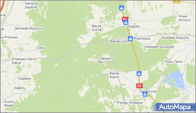 mapa Czerwony Bór gmina Zambrów, Czerwony Bór gmina Zambrów na mapie Targeo