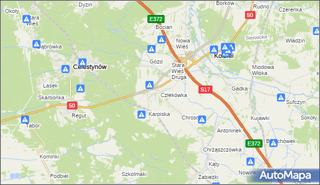mapa Człekówka, Człekówka na mapie Targeo