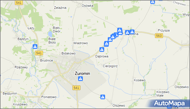 mapa Dąbrowa gmina Żuromin, Dąbrowa gmina Żuromin na mapie Targeo