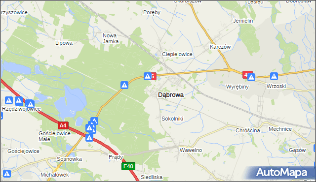 mapa Dąbrowa powiat opolski, Dąbrowa powiat opolski na mapie Targeo