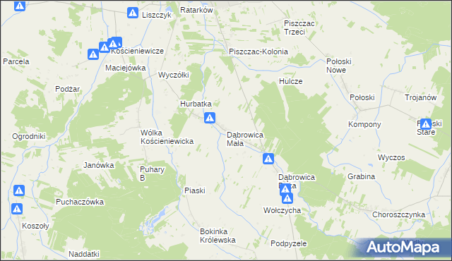 mapa Dąbrowica Mała, Dąbrowica Mała na mapie Targeo