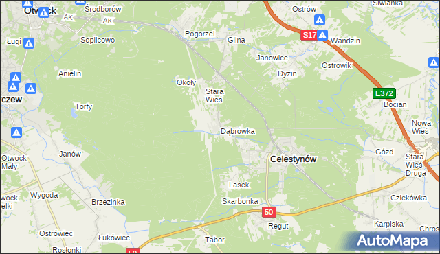 mapa Dąbrówka gmina Celestynów, Dąbrówka gmina Celestynów na mapie Targeo