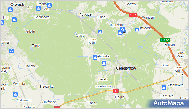 mapa Dąbrówka gmina Celestynów, Dąbrówka gmina Celestynów na mapie Targeo