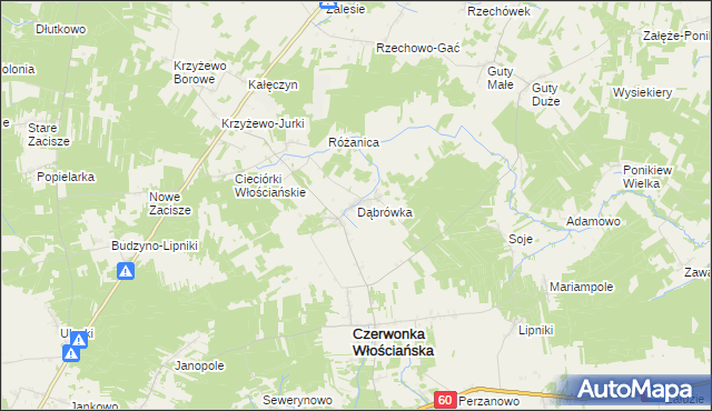 mapa Dąbrówka gmina Czerwonka, Dąbrówka gmina Czerwonka na mapie Targeo