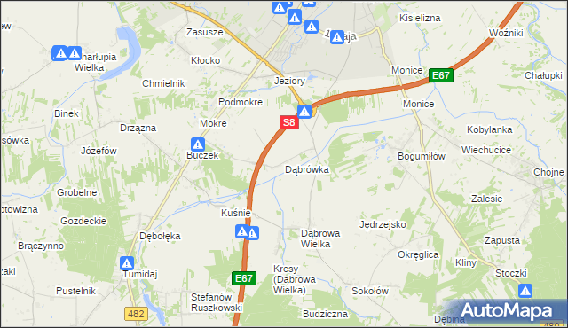 mapa Dąbrówka gmina Sieradz, Dąbrówka gmina Sieradz na mapie Targeo