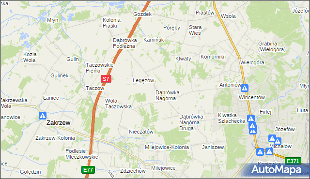 mapa Dąbrówka Nagórna, Dąbrówka Nagórna na mapie Targeo