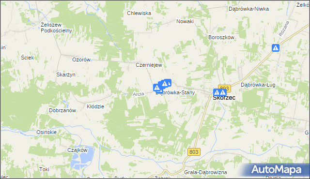 mapa Dąbrówka-Stany, Dąbrówka-Stany na mapie Targeo