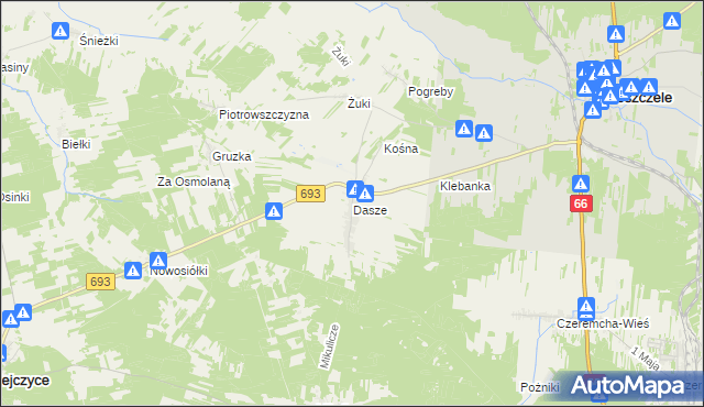 mapa Dasze, Dasze na mapie Targeo