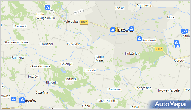 mapa Dębe Małe gmina Latowicz, Dębe Małe gmina Latowicz na mapie Targeo