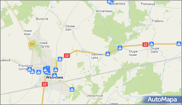 mapa Dębowa Łęka, Dębowa Łęka na mapie Targeo