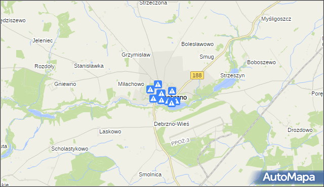 mapa Debrzno, Debrzno na mapie Targeo