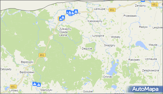 mapa Degucie gmina Dubeninki, Degucie gmina Dubeninki na mapie Targeo