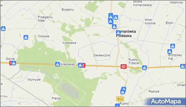 mapa Derewiczna, Derewiczna na mapie Targeo