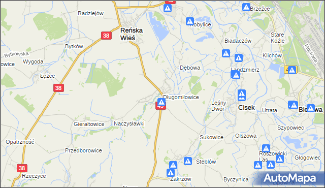 mapa Długomiłowice, Długomiłowice na mapie Targeo