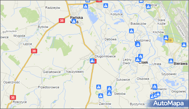 mapa Długomiłowice, Długomiłowice na mapie Targeo