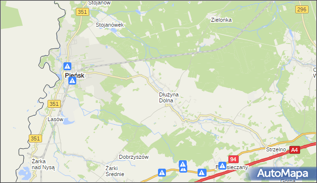 mapa Dłużyna Dolna, Dłużyna Dolna na mapie Targeo