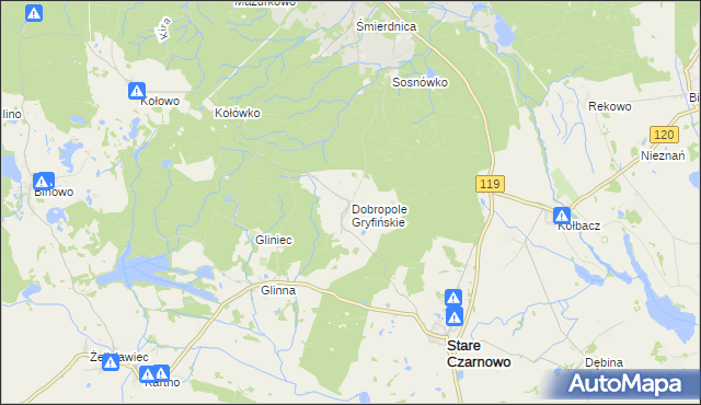 mapa Dobropole Gryfińskie, Dobropole Gryfińskie na mapie Targeo