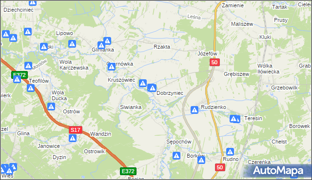 mapa Dobrzyniec, Dobrzyniec na mapie Targeo