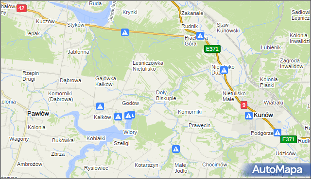 mapa Doły Biskupie, Doły Biskupie na mapie Targeo