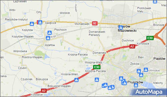 mapa Domaniewek gmina Brwinów, Domaniewek gmina Brwinów na mapie Targeo