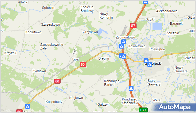 mapa Dreglin, Dreglin na mapie Targeo