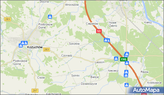 mapa Drwalewice gmina Kożuchów, Drwalewice gmina Kożuchów na mapie Targeo