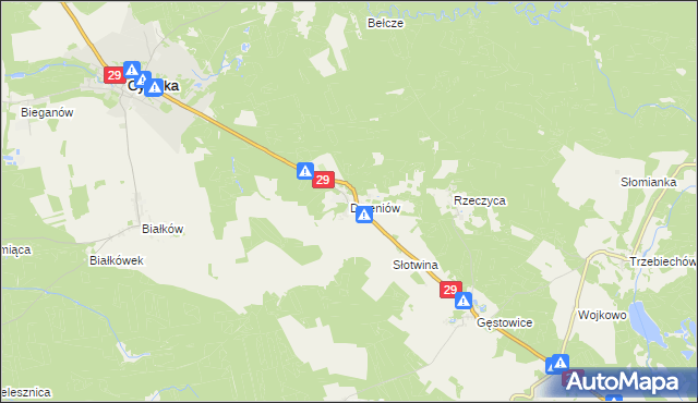 mapa Drzeniów gmina Cybinka, Drzeniów gmina Cybinka na mapie Targeo