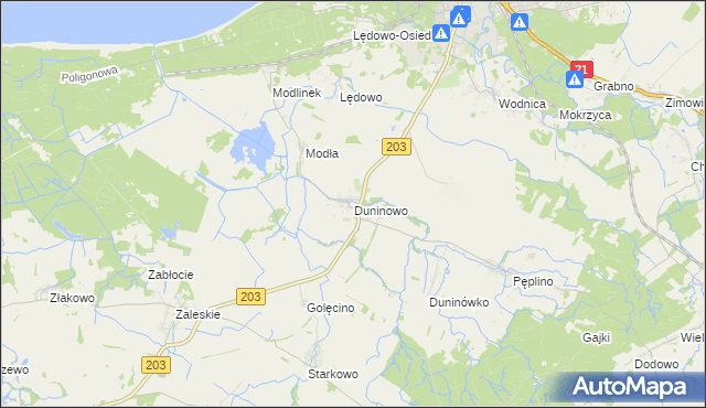 mapa Duninowo, Duninowo na mapie Targeo