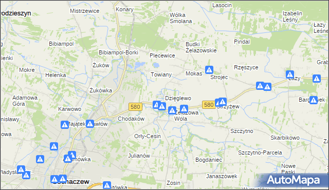 mapa Dzięglewo, Dzięglewo na mapie Targeo