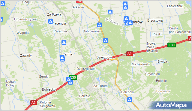 mapa Dzierzgów gmina Nieborów, Dzierzgów gmina Nieborów na mapie Targeo