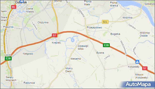 mapa Dziewięć Włók, Dziewięć Włók na mapie Targeo